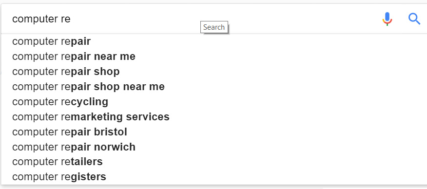 Google’s autocomplete in action