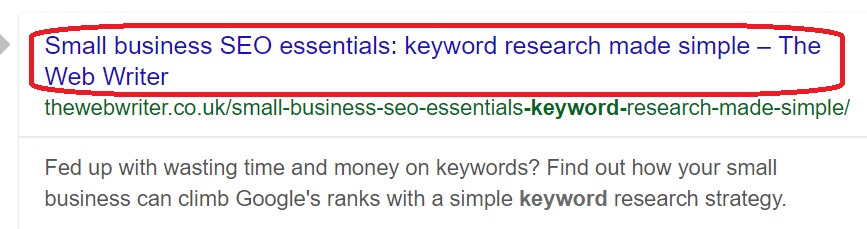 Example of a title tag
